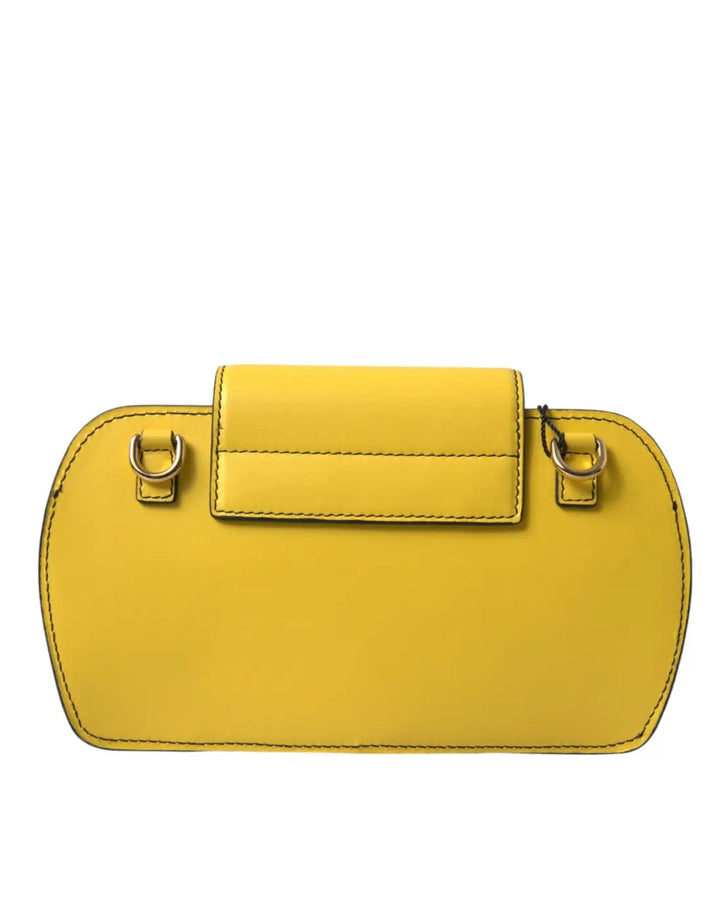 Dolce &amp; Gabbana Yellow Smooth Leather DG Logo Clutch Crossbody Case Bag