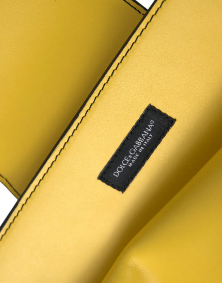 Dolce &amp; Gabbana Yellow Smooth Leather DG Logo Clutch Crossbody Case Bag