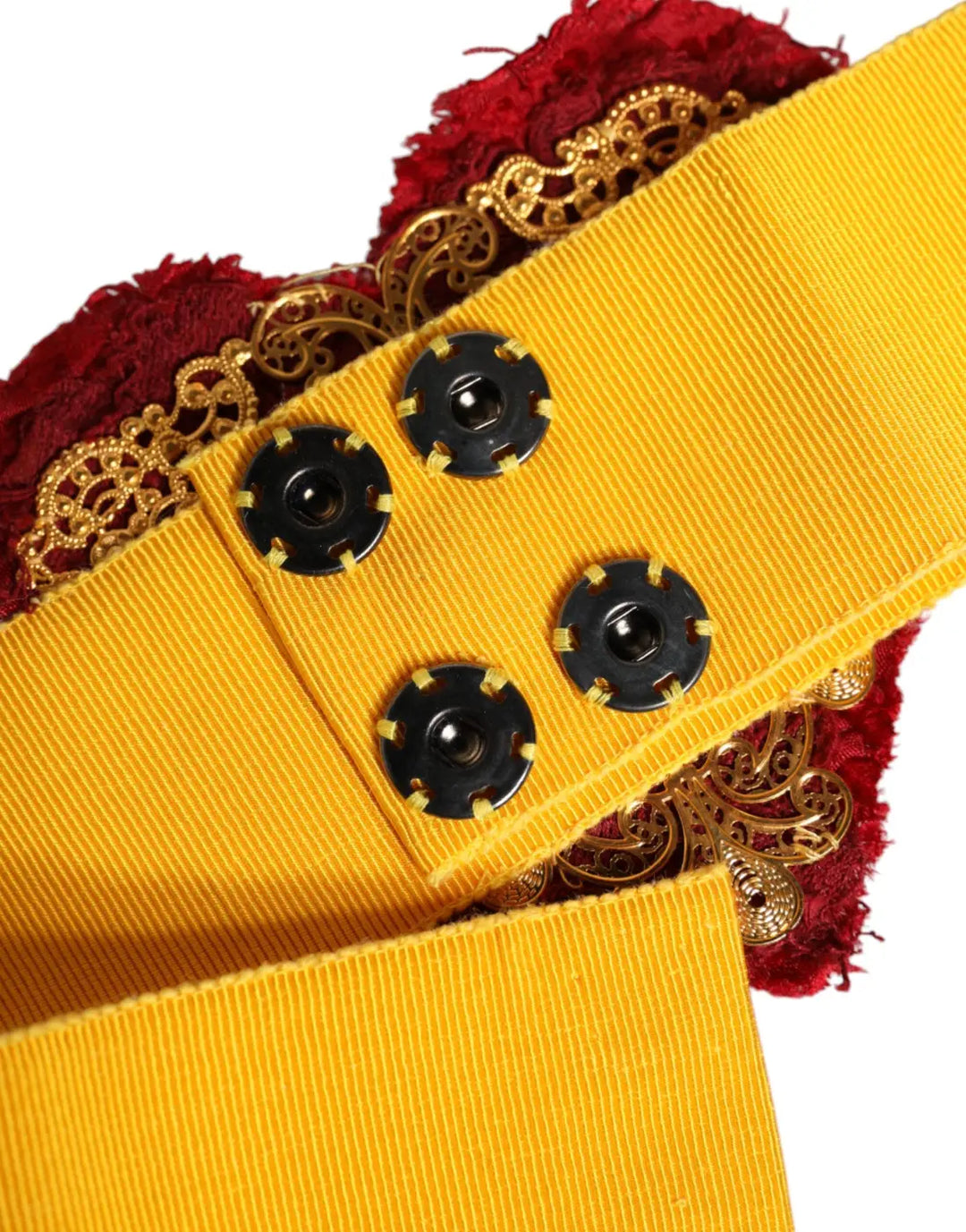 Dolce &amp; Gabbana Yellow Stretch Wide Waist Heart Embellished Belt