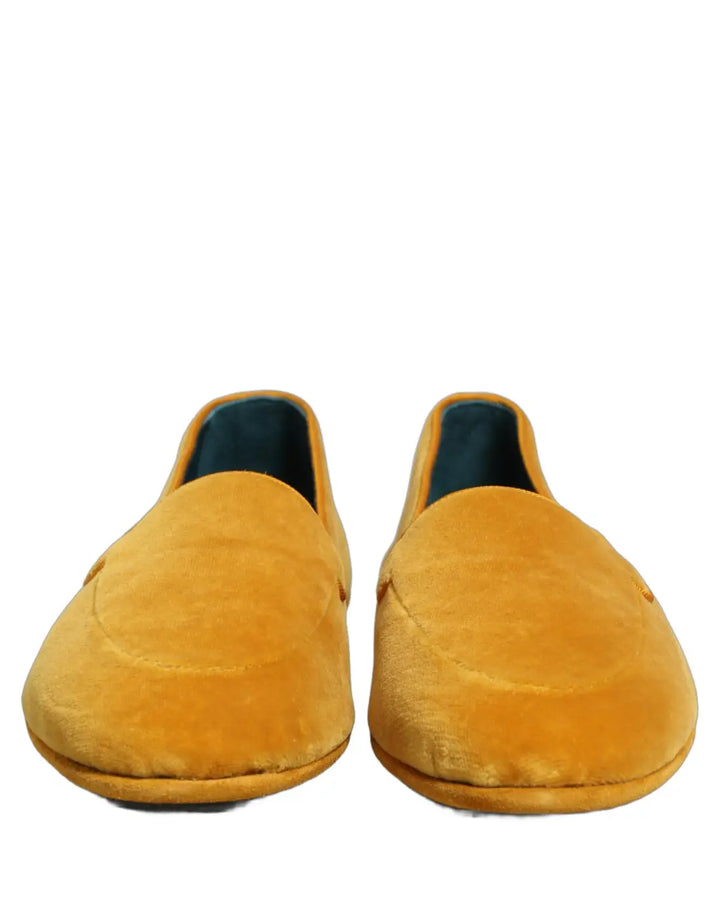 Dolce &amp; Gabbana Yellow Velvet Slip On Men Dress Loafers Shoes