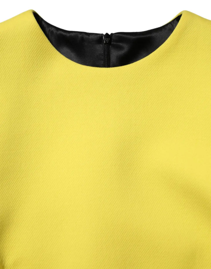 Dolce &amp; Gabbana Yellow Viscose Acetate Mini Long Sleeve Dress
