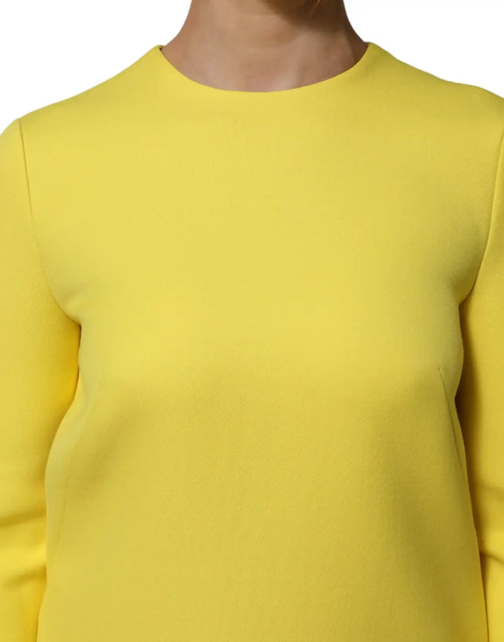 Dolce &amp; Gabbana Yellow Viscose Acetate Mini Long Sleeve Dress