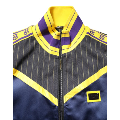 Dolce Gabbana Zip Bomber Jacket Black Striped Turtleneck Style &