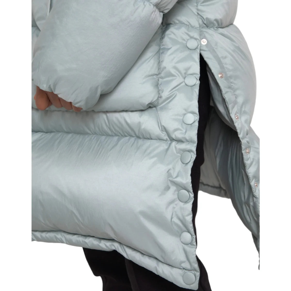 Dolce & Gabbana Zip Puffer Jacket in Light Blue with Hood and Logo