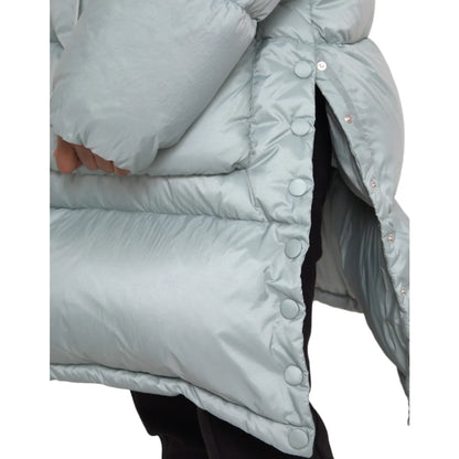 Dolce & Gabbana Zip Puffer Jacket in Light Blue with Hood and Logo