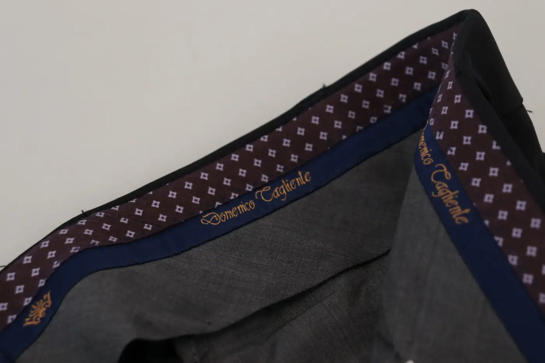Domenico Tagliente Black Polyester Tapered Dress Pants