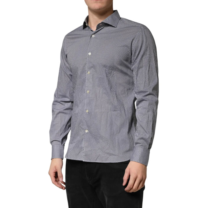 Domenico Tagliente Gray Patterned Long Sleeves Dress Shirt