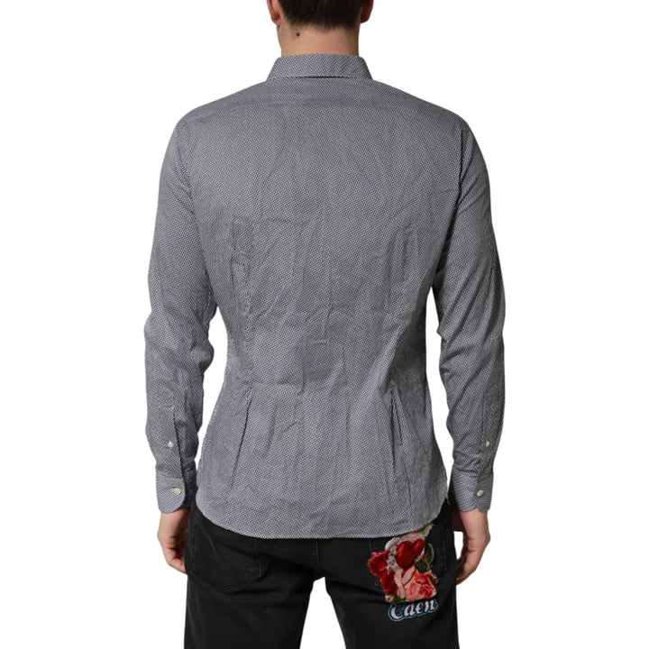 Domenico Tagliente Gray Patterned Long Sleeves Dress Shirt