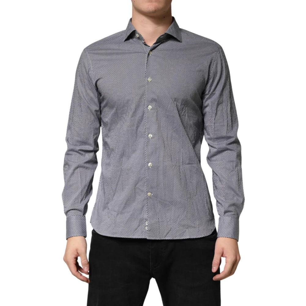Domenico Tagliente Gray Patterned Long Sleeves Dress Shirt