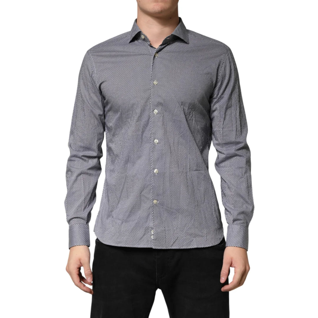 Domenico Tagliente Gray Patterned Long Sleeves Dress Shirt