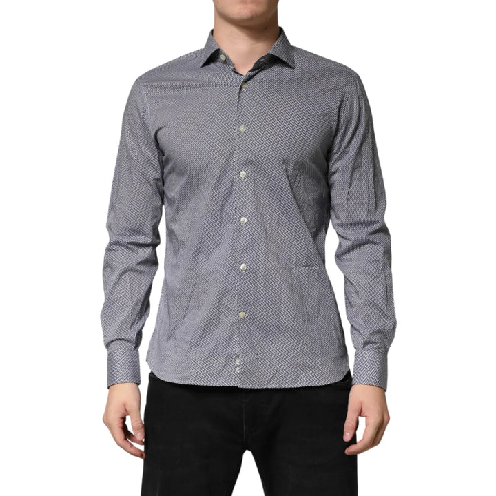 Domenico Tagliente Gray Patterned Long Sleeves Dress Shirt