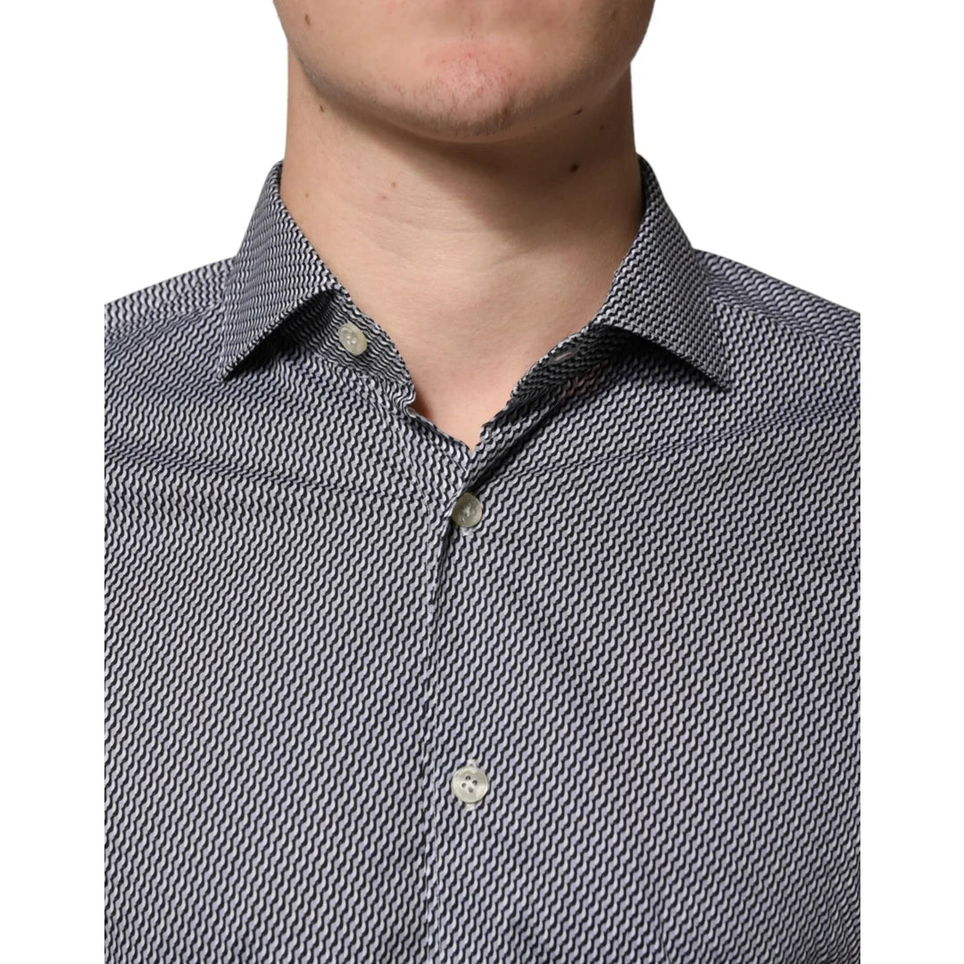 Domenico Tagliente Gray Patterned Long Sleeves Dress Shirt