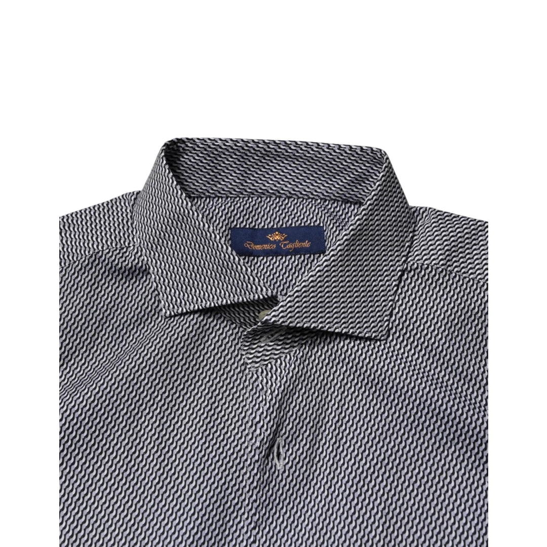 Domenico Tagliente Gray Patterned Long Sleeves Dress Shirt
