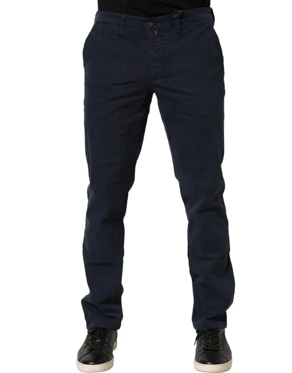 Domenico Tagliente Navy Blue Skinny Chino Mid Waist Men Pants