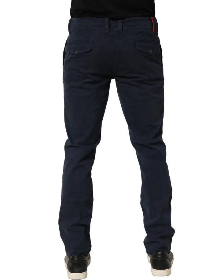 Domenico Tagliente Navy Blue Skinny Chino Mid Waist Men Pants