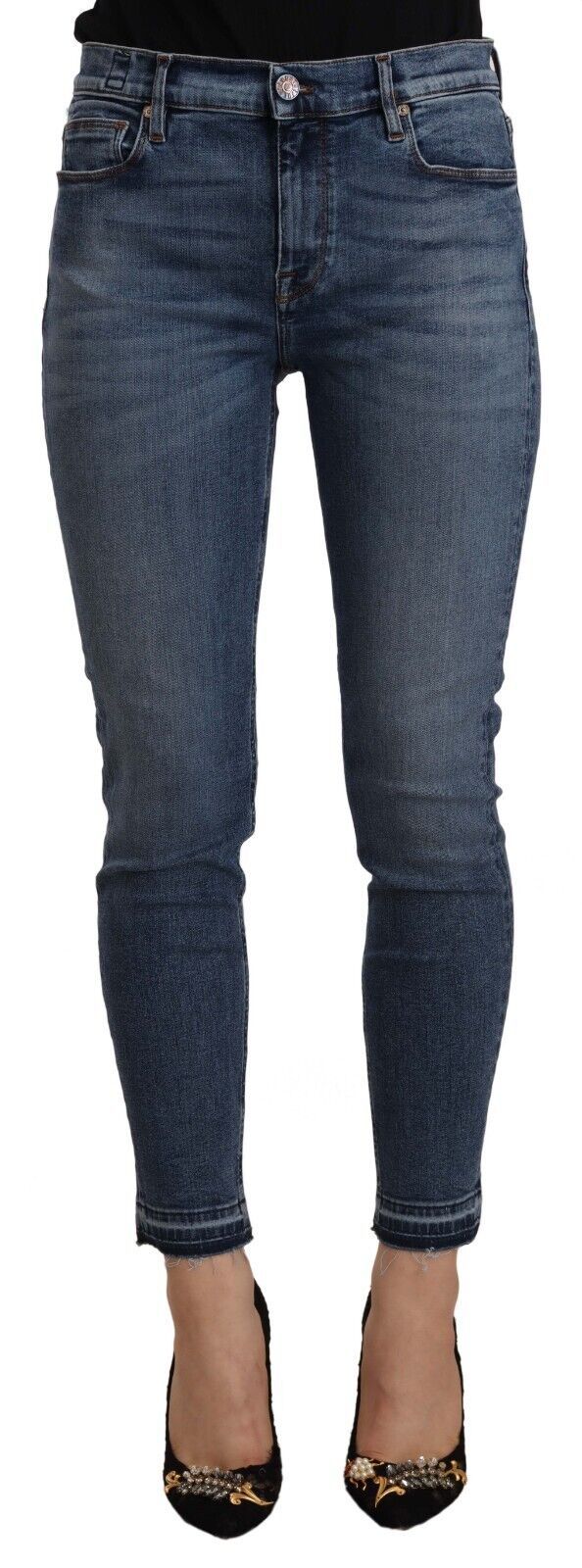 Don the Fuller Blue Mid Waist Cotton Denim Slim Fit Cropped Jeans