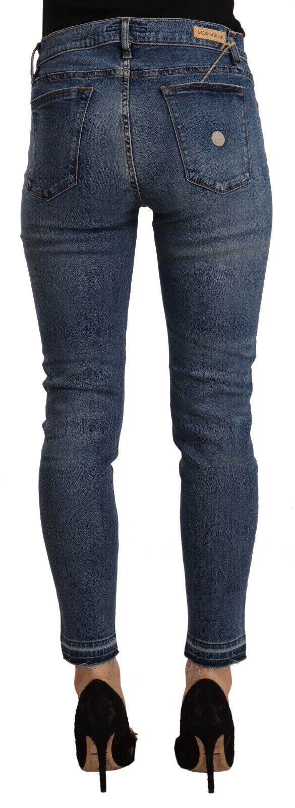 Don the Fuller Blue Mid Waist Cotton Denim Slim Fit Cropped Jeans