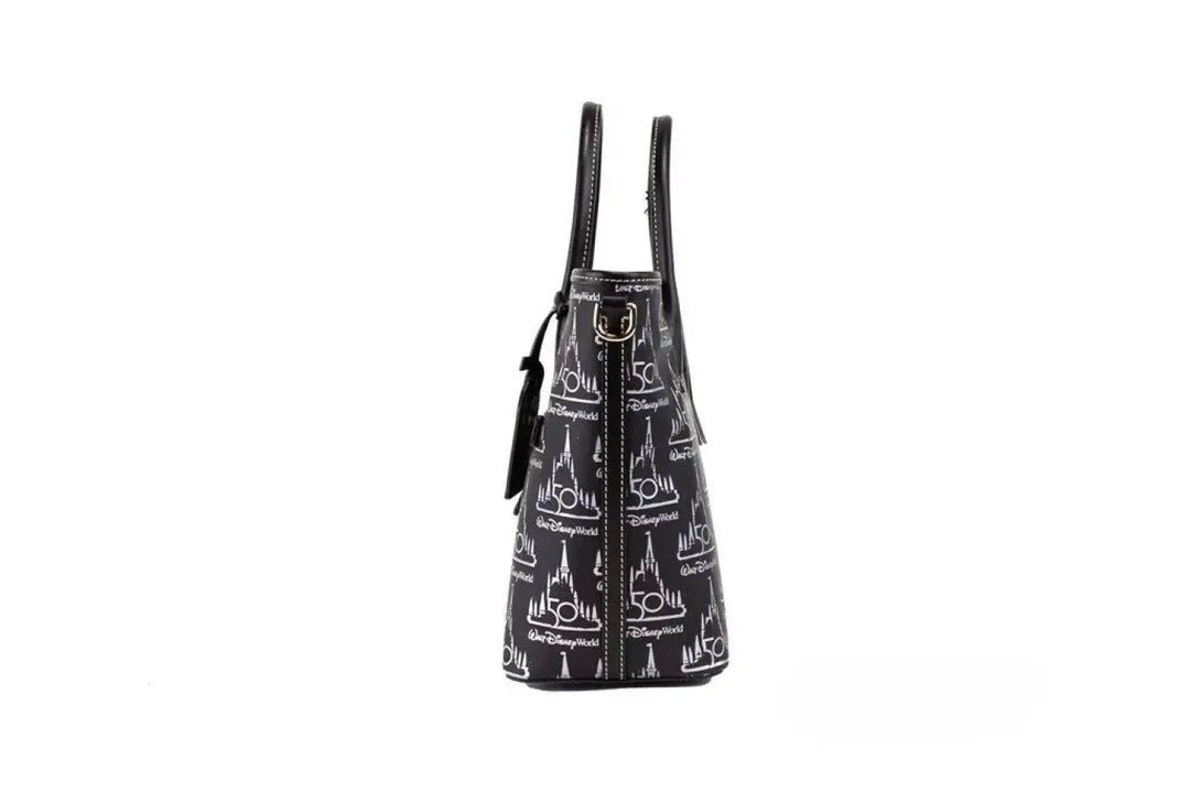 Dooney &amp; Bourke Black Walt Disney World 50th Anniversary Leather Tote Bag