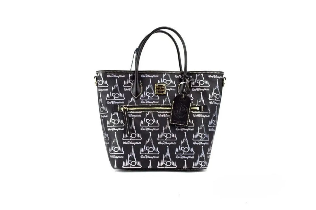 Dooney &amp; Bourke Black Walt Disney World 50th Anniversary Leather Tote Bag