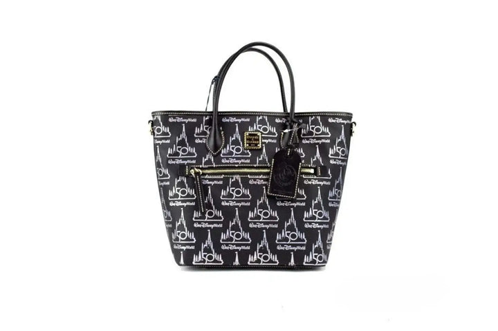 Dooney &amp; Bourke Black Walt Disney World 50th Anniversary Leather Tote Bag