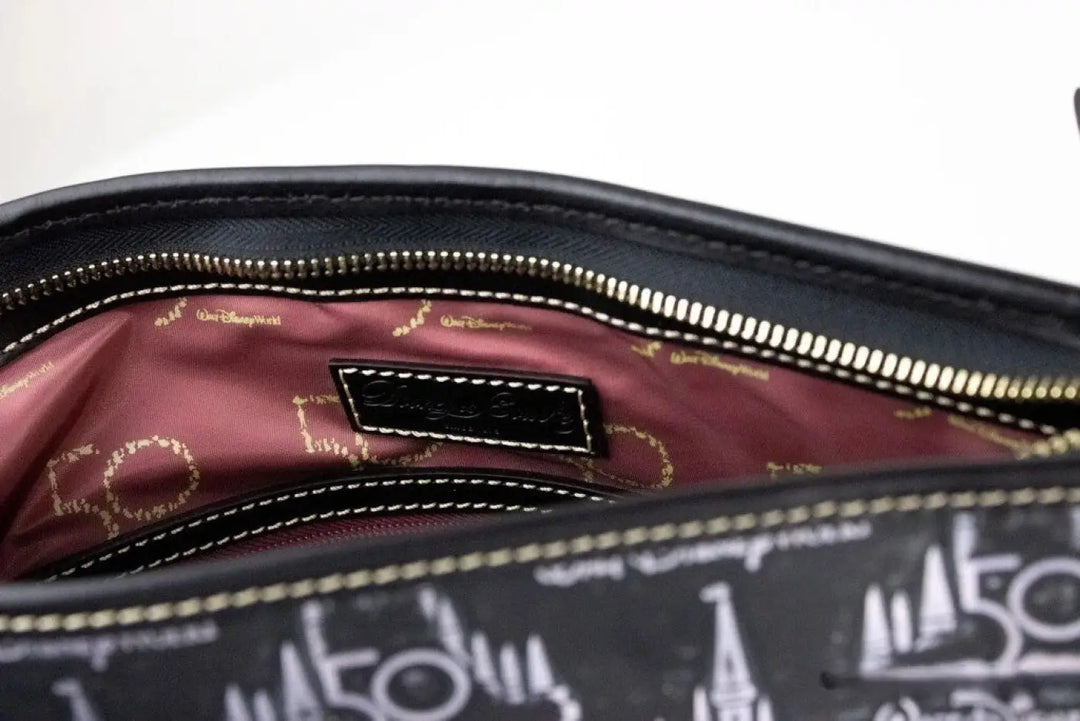 Dooney &amp; Bourke Black Walt Disney World 50th Anniversary Leather Tote Bag