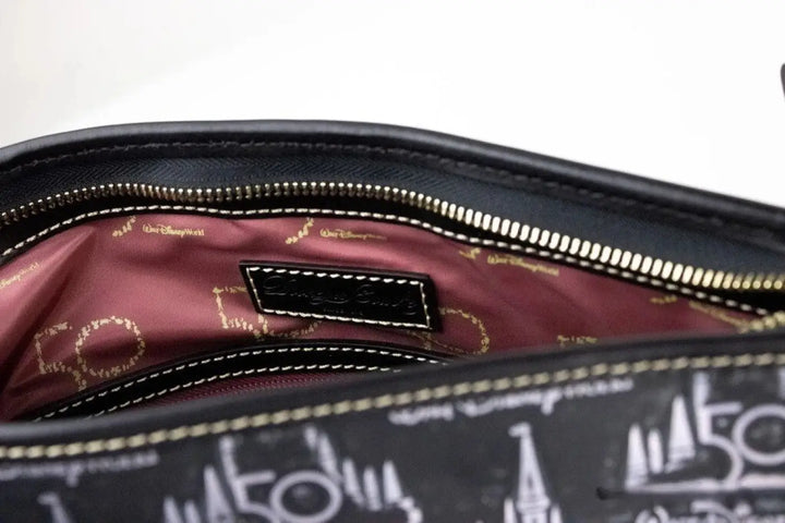 Dooney &amp; Bourke Black Walt Disney World 50th Anniversary Leather Tote Bag