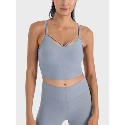 Ultimate Comfort Double Strap Ribbed Sports Cami for Athleisure Clothing Tops Trendsi