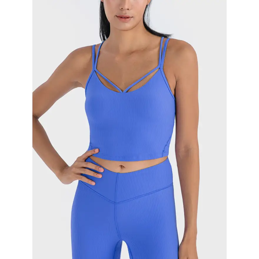 Ultra Stretch Double Strap Ribbed Sports Cami Clothing Tops Trendsi