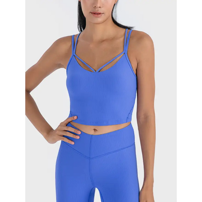 Ultimate Comfort Double Strap Ribbed Sports Cami for Athleisure Clothing Tops Trendsi