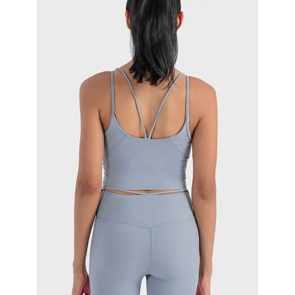 Ultimate Comfort Double Strap Ribbed Sports Cami for Athleisure Clothing Tops Trendsi