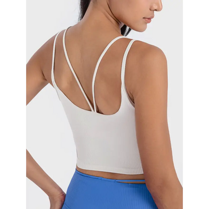 Ultimate Comfort Double Strap Ribbed Sports Cami for Athleisure Clothing Tops Trendsi