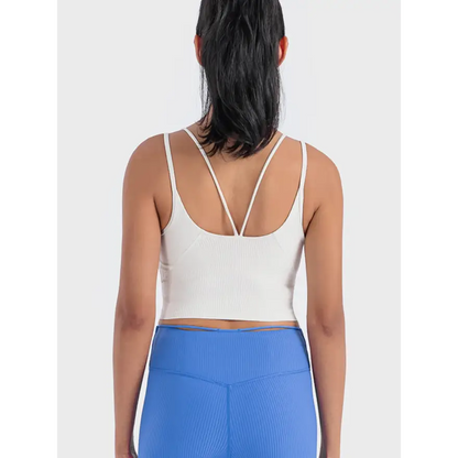 Ultimate Comfort Double Strap Ribbed Sports Cami for Athleisure Clothing Tops Trendsi