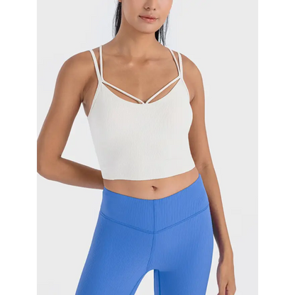 Ultimate Comfort Double Strap Ribbed Sports Cami for Athleisure Clothing Tops Trendsi