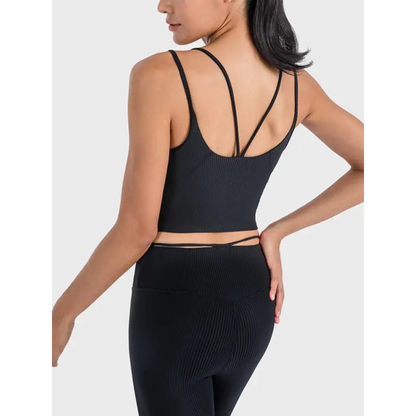 Ultimate Comfort Double Strap Ribbed Sports Cami for Athleisure Clothing Tops Trendsi