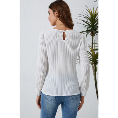 Elevate Your Style with the Ribbed Round Neck Long Sleeve Top Clothing Tops Trendsi