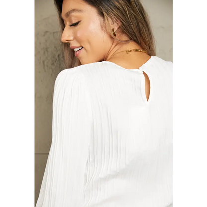 Elevate Your Style with the Ribbed Round Neck Long Sleeve Top Clothing Tops Trendsi