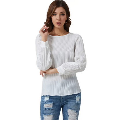 Elevate Your Style with the Ribbed Round Neck Long Sleeve Top Clothing Tops Trendsi