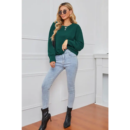 Stylish Comfort with the Round Neck Dropped Pullover Sweater Clothing Tops Trendsi