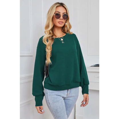 Stylish Comfort with the Round Neck Dropped Pullover Sweater Clothing Tops Trendsi