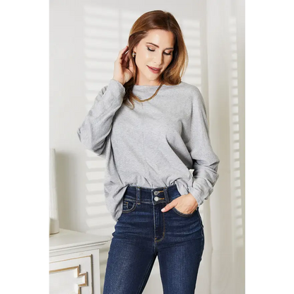 Elevate Your Style with Our Sophisticated Round Neck Long Sleeve Top Clothing Tops Trendsi