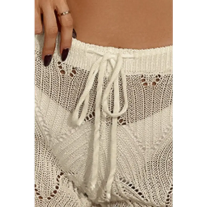 Drawstring Cutout Swim Shorts - Stretchy Polyester Trendsi