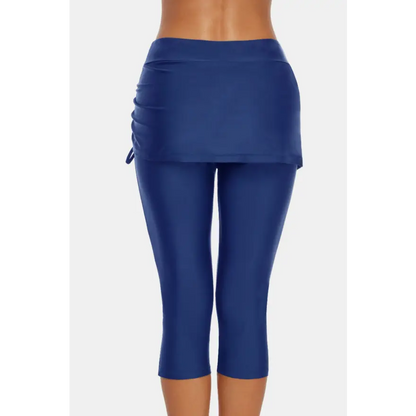 Ruched Drawstring Capris: Nylon/Spandex Blend Easy Care Trendsi