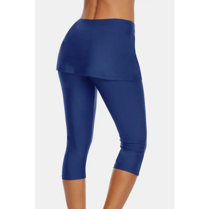 Ruched Drawstring Capris: Nylon/Spandex Blend Easy Care Trendsi