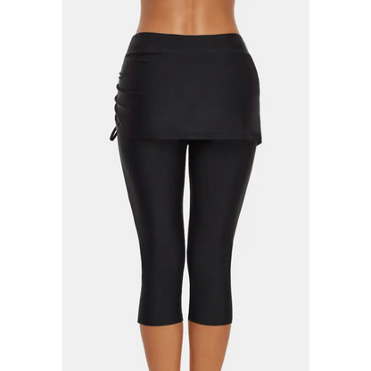 Ruched Drawstring Capris: Nylon/Spandex Blend Easy Care Trendsi