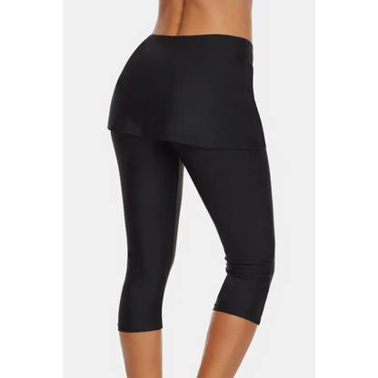 Ruched Drawstring Capris: Nylon/Spandex Blend Easy Care Trendsi