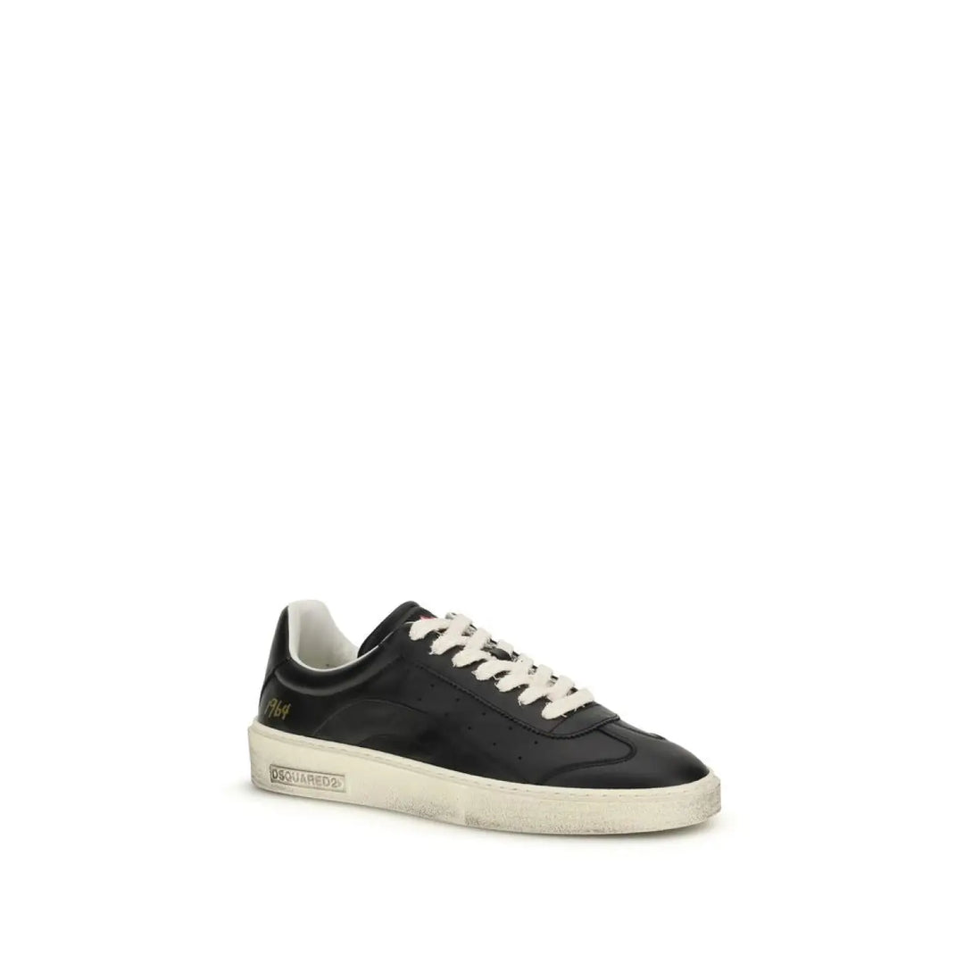 Dsquared² Black Calf Leather Bos Taurus Low Top Sneakers