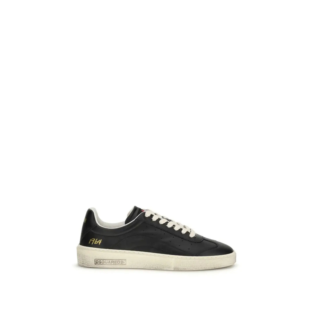Dsquared² Black Calf Leather Bos Taurus Low Top Sneakers