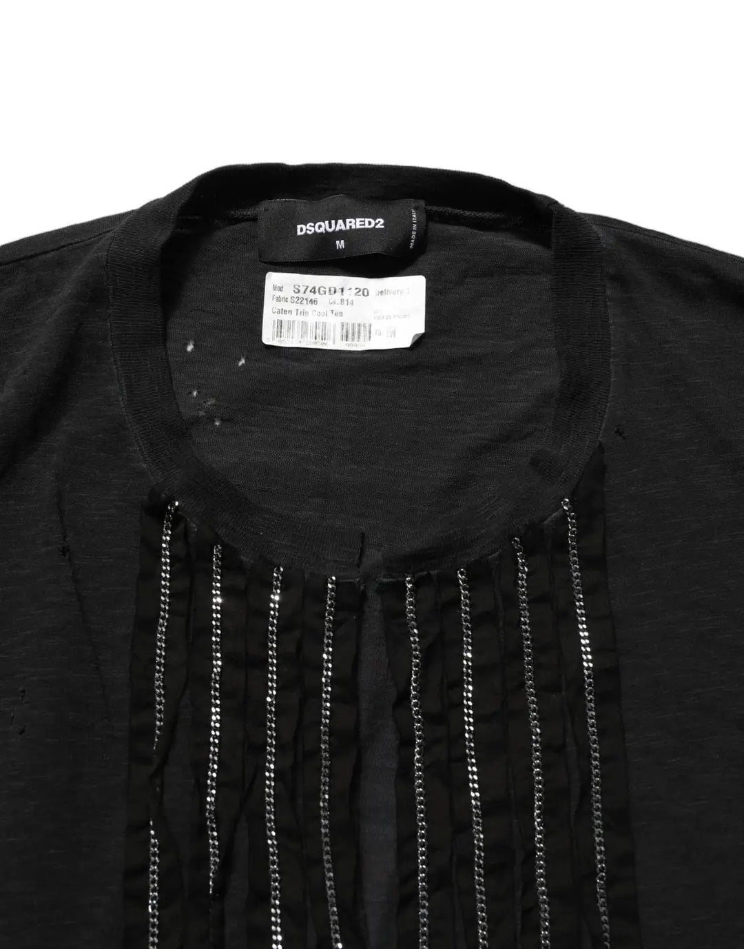 Dsquared² Black Chain Embellished Cotton Short Sleeve T-shirt