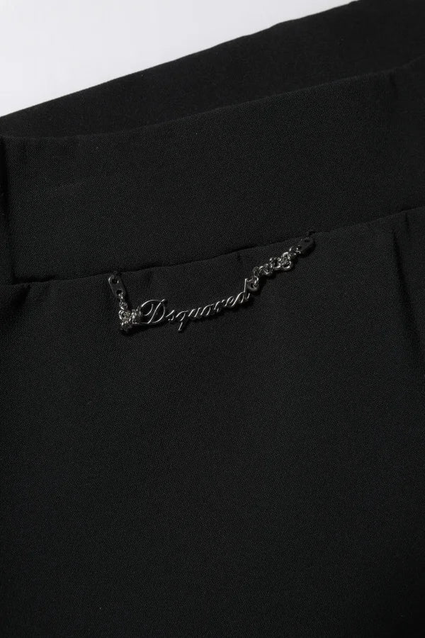 Dsquared² Black Polyester High Waisted Flared Pants