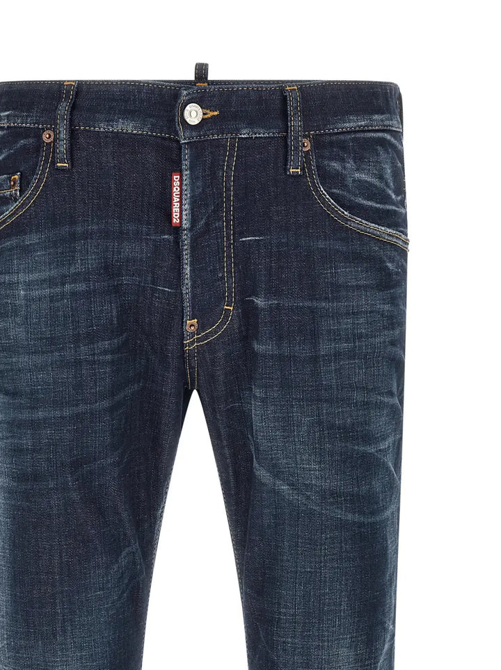 Dsquared² Blue Cotton Straight-leg Jeans